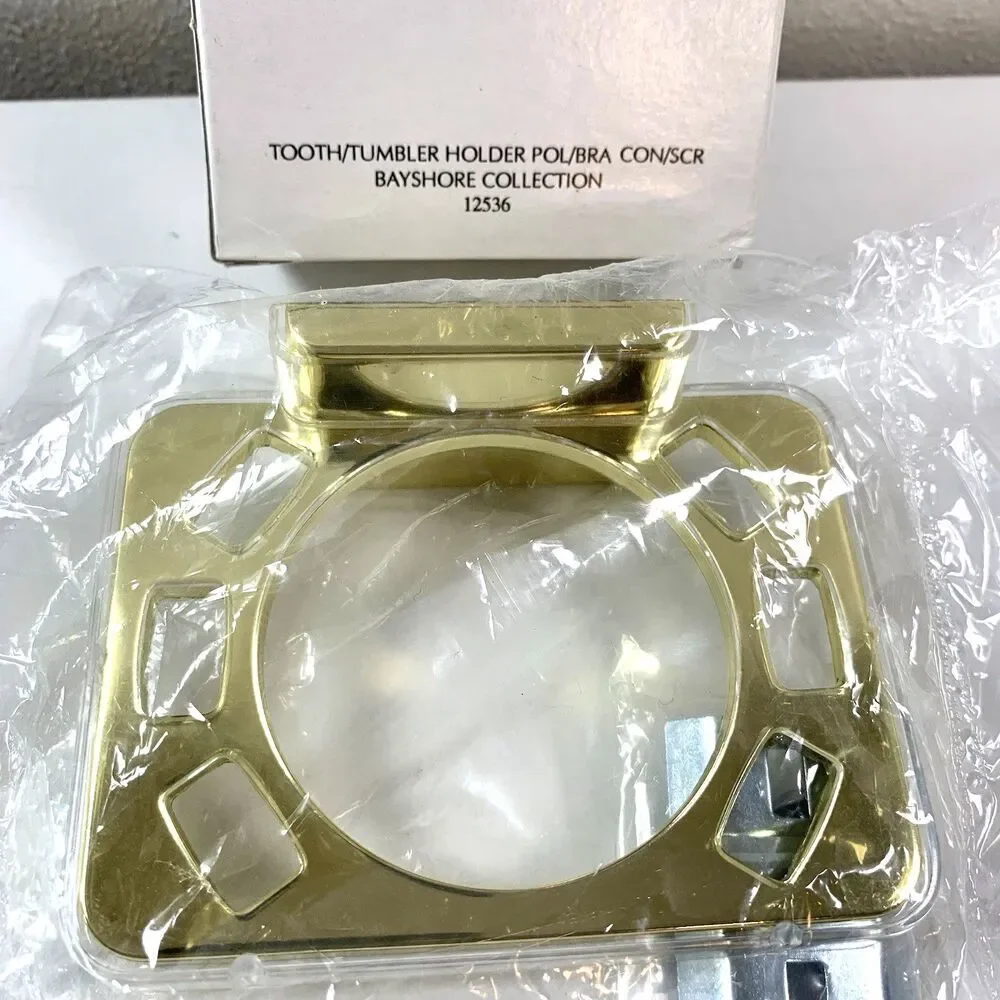 Harney Toothbrush Tumbler Holder Gold Color MCM Bathroom Retro New Boxed